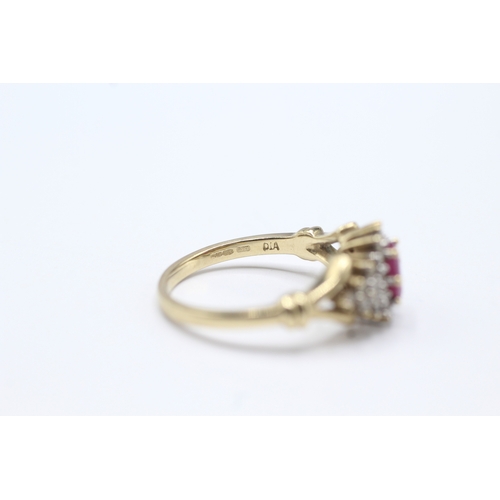 58 - 9ct gold ruby & diamond dress ring (3.3g) Size M