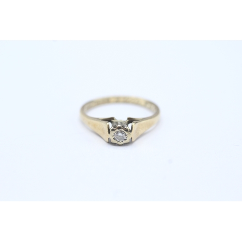 62 - 9ct gold diamond solitaire dress ring (2.2g) Size M