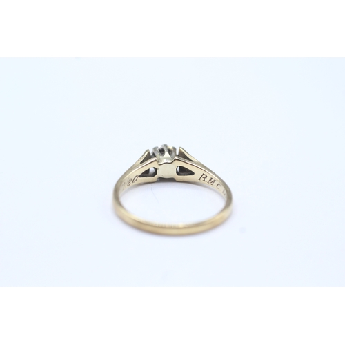 62 - 9ct gold diamond solitaire dress ring (2.2g) Size M