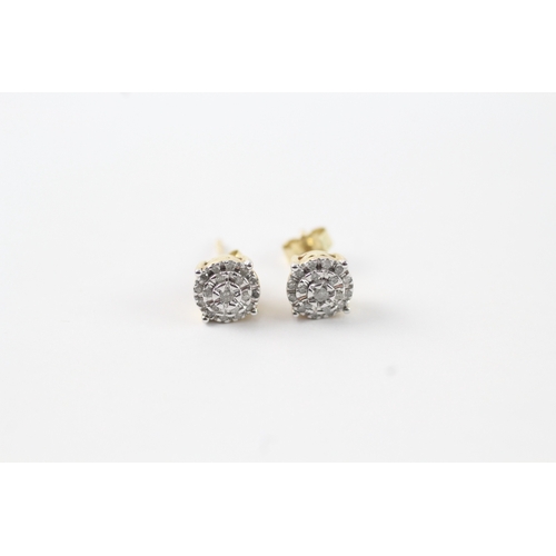 67 - 9ct gold diamond cluster stud earrings (1.5g)