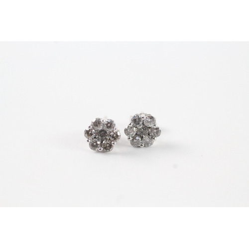 76 - 9ct white gold diamond cluster stud earrings (1.5g)