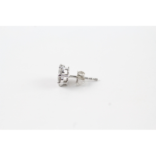 76 - 9ct white gold diamond cluster stud earrings (1.5g)