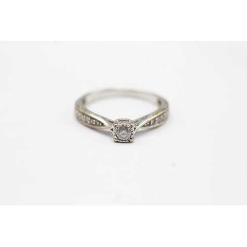 86 - 9ct white gold diamond dress ring (1.9g) Size L