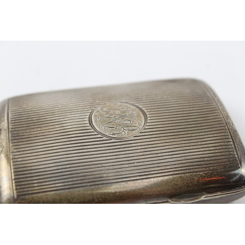 323 - Antique Edwardian 1904 Chester Sterling Silver Curved Cigarette Case (65g)