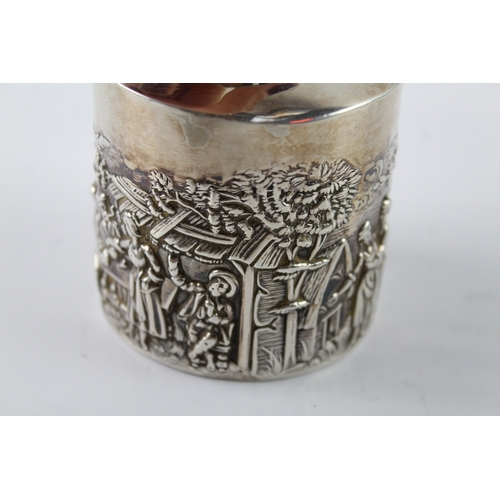 330 - Antique Edwardian Hallmarked 1904 Birmingham Sterling Silver Figural Caddy (79g)