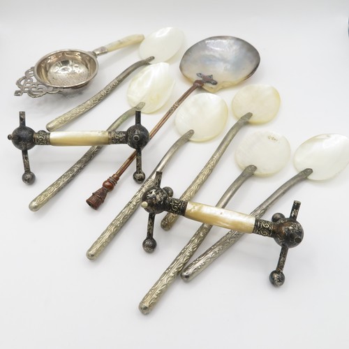 350 - Mother Of Pearl & Silver Plate Kitchenalia Items Assorted Inc Knife Rests