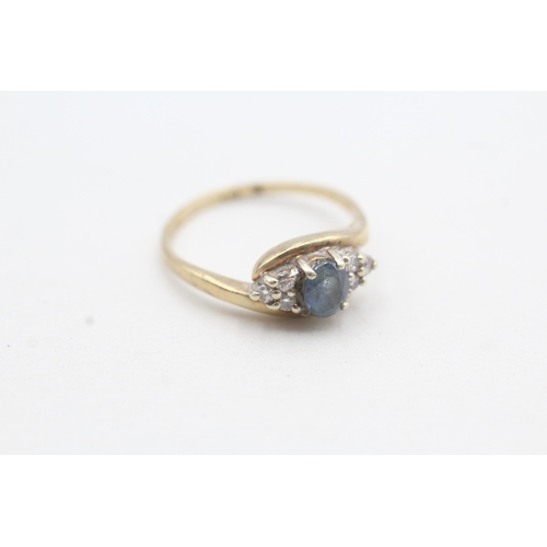 102 - 9ct gold vintage sapphire & diamond dress ring (2.1g) Size K