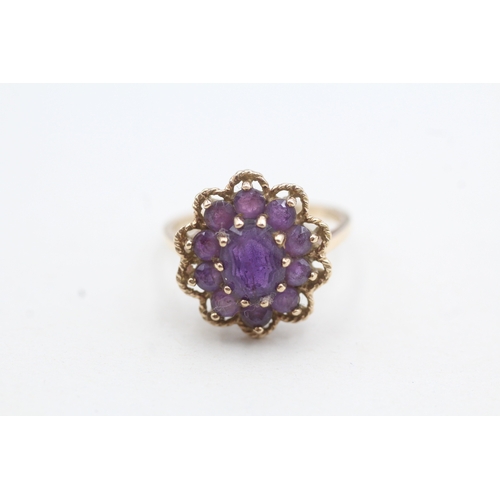 111 - 9ct gold vintage amethyst cocktail ring (3.3g) Size N