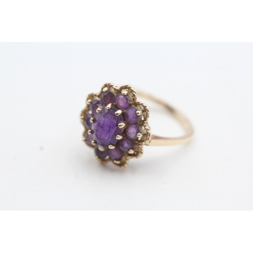 111 - 9ct gold vintage amethyst cocktail ring (3.3g) Size N