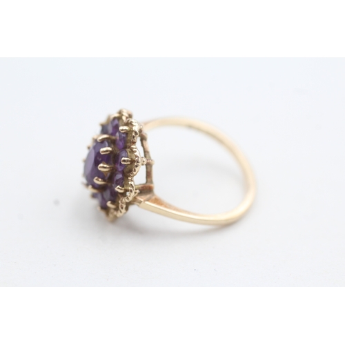 111 - 9ct gold vintage amethyst cocktail ring (3.3g) Size N