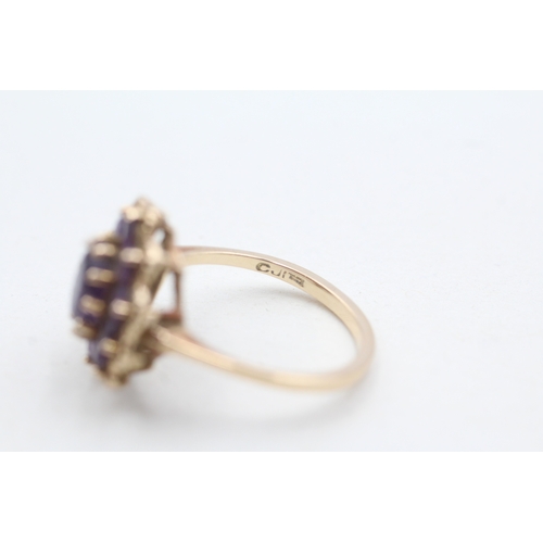 111 - 9ct gold vintage amethyst cocktail ring (3.3g) Size N