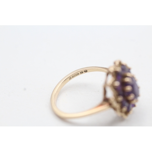 111 - 9ct gold vintage amethyst cocktail ring (3.3g) Size N