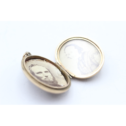 113 - 9ct gold back & front enamel locket (7.5g)