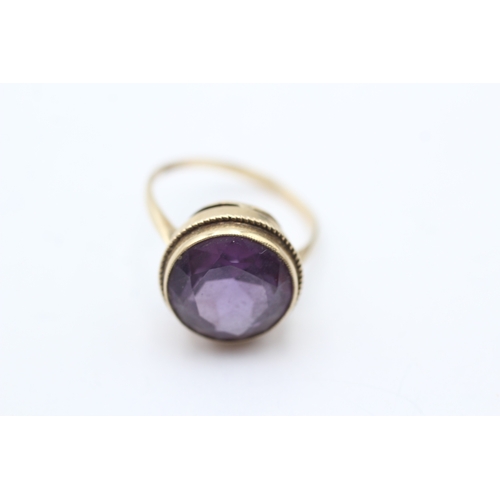 12 - 9ct gold vintage amethyst dress ring (4.4g) Size P