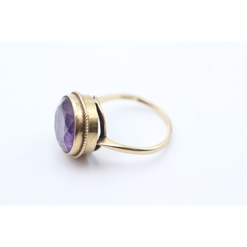 12 - 9ct gold vintage amethyst dress ring (4.4g) Size P