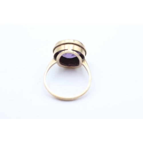 12 - 9ct gold vintage amethyst dress ring (4.4g) Size P