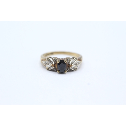 130 - 9ct gold sapphire & diamond dress ring (2.6g)