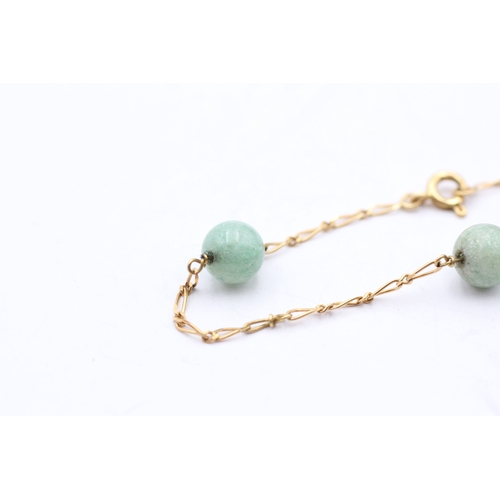 193 - 18ct gold polished aventurine quartz & rock crystal bracelet (4g)