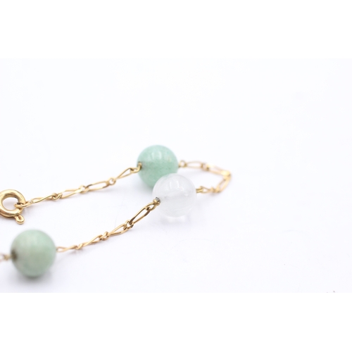 193 - 18ct gold polished aventurine quartz & rock crystal bracelet (4g)