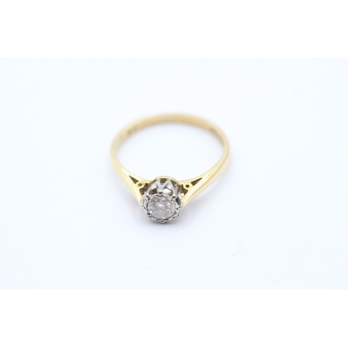 213 - 18t gold vintage diamond solitaire ring (2.7g) Size N