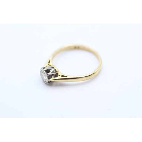 213 - 18t gold vintage diamond solitaire ring (2.7g) Size N