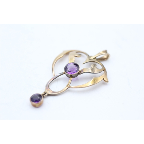 244 - 9ct gold amethyst Edwardian pendant (1.8g)