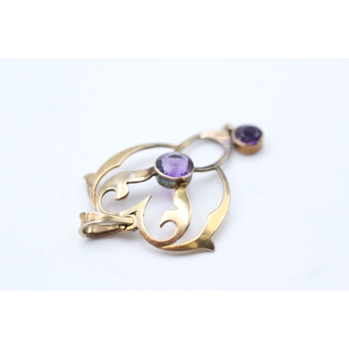 244 - 9ct gold amethyst Edwardian pendant (1.8g)