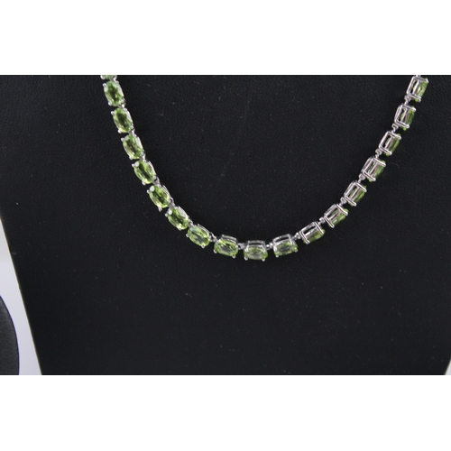 258 - Sterling Silver Peridot Jewellery Set inc. Necklace, Bracelet, Earrings x 3 37g