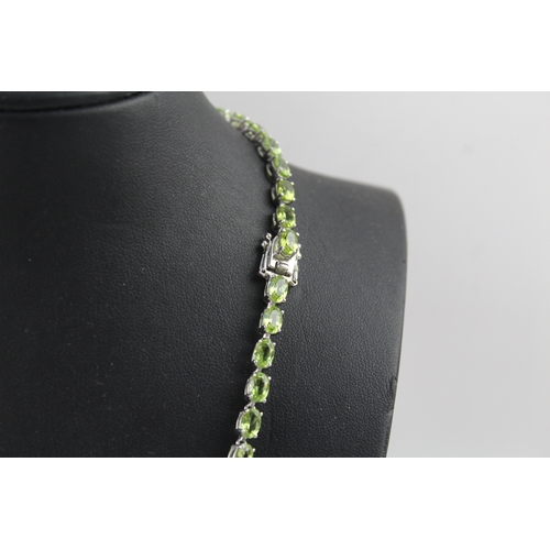 258 - Sterling Silver Peridot Jewellery Set inc. Necklace, Bracelet, Earrings x 3 37g