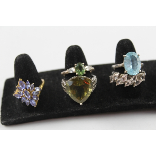 262 - Collection of Sterling Silver Gemstone Rings inc. Peridot, Tanzanite x 8 38g