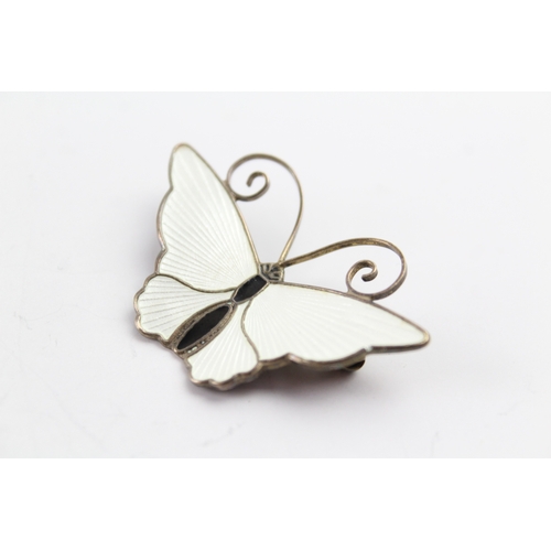 278 - David Andersen Sterling Silver White Enamel Butterfly Brooch 7g