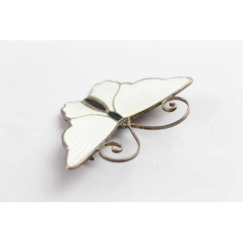 278 - David Andersen Sterling Silver White Enamel Butterfly Brooch 7g