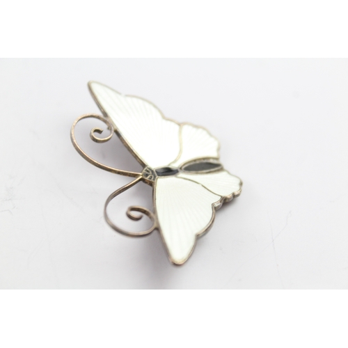 278 - David Andersen Sterling Silver White Enamel Butterfly Brooch 7g