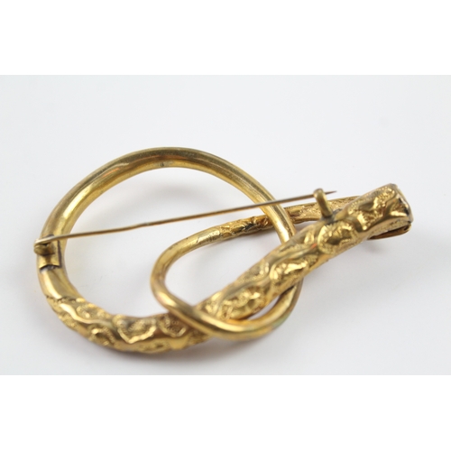 282 - Rolled Gold Snake Brooch w/ Beaded Eyes 41g