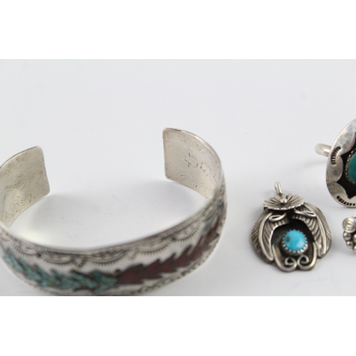 293 - Collection of Sterling Silver Native Jewellery inc. Richard Begay x 4 37g