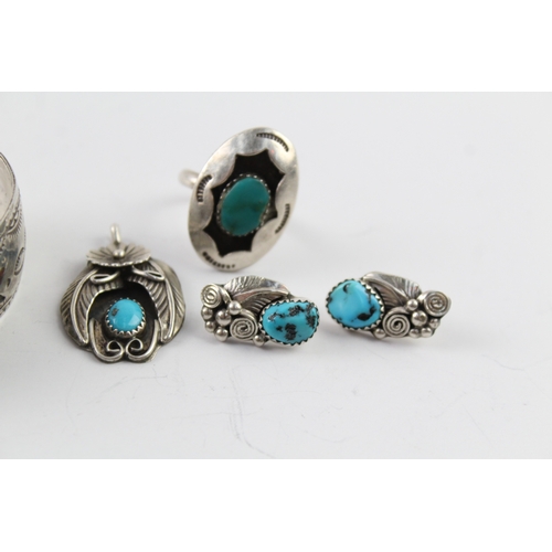 293 - Collection of Sterling Silver Native Jewellery inc. Richard Begay x 4 37g