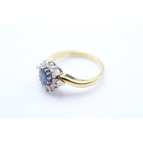 38 - 18ct gold sapphire & diamond cluster ring (4.8g) Size N