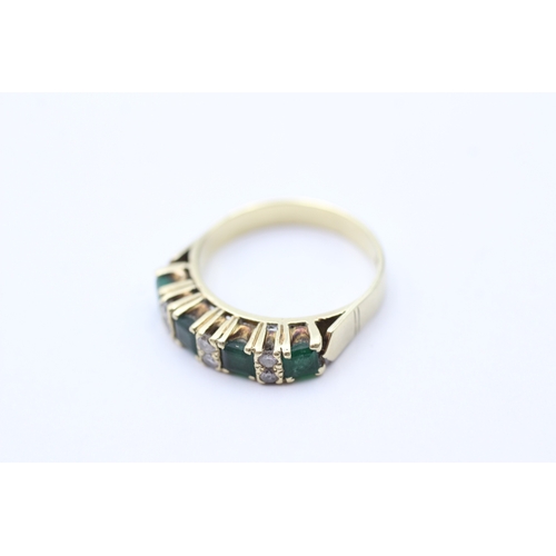 4 - 18ct gold emerald & diamond half eternity ring (5.1g) Size N 1/2