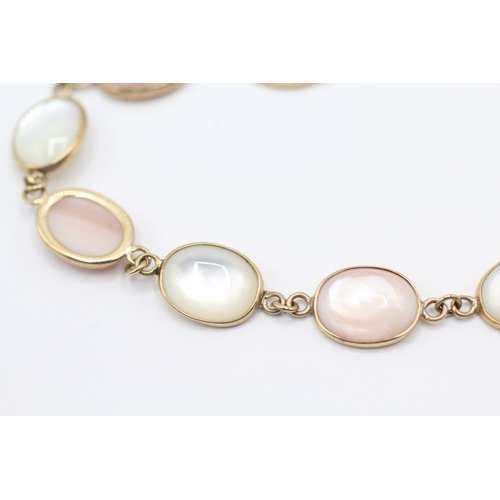 50 - 9ct gold vari-hue mother of pearl bracelet (4.3g)