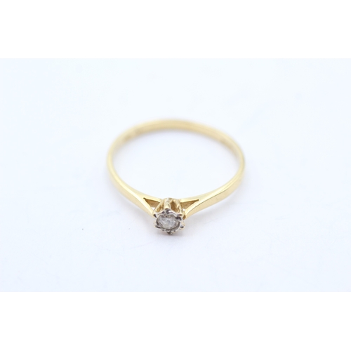 77 - 18ct gold diamond solitaire dress ring (1.8g) Size O