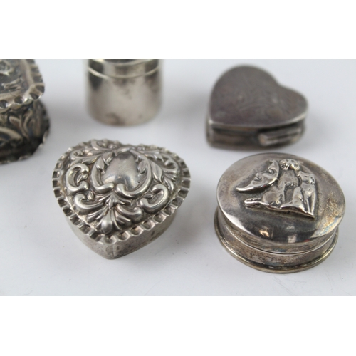 314 - 5 x Antique / Vintage Hallmarked .925 Sterling Silver Pill / Trinket Boxes (80g)