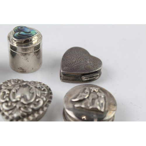 314 - 5 x Antique / Vintage Hallmarked .925 Sterling Silver Pill / Trinket Boxes (80g)