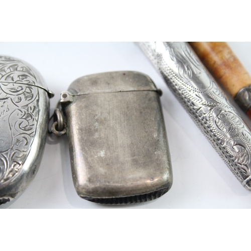 316 - 5 x Antique / Vintage Hallmarked .925 Sterling Silver Tobacciana Inc Vestas 82g