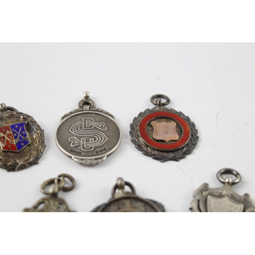 319 - 8 x Antique / Vintage Hallmarked .925 Sterling Silver Fobs / Medallions 75g