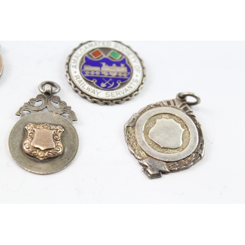 325 - 8 x Antique / Vintage Hallmarked .925 Sterling Silver Fobs / Medallions (76g)