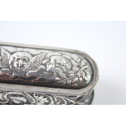 326 - Antique Edwardian 1903 Birmingham Sterling Silver Cherub Detailed Box (45g)