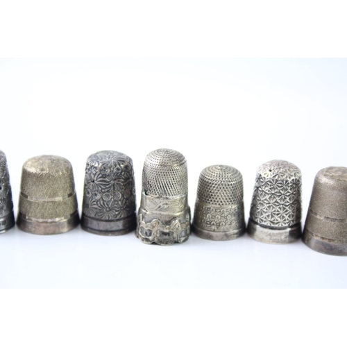 337 - 14 x Antique / Vintage .925 Sterling Silver Thimbles Inc Charles Horner Etc 68g