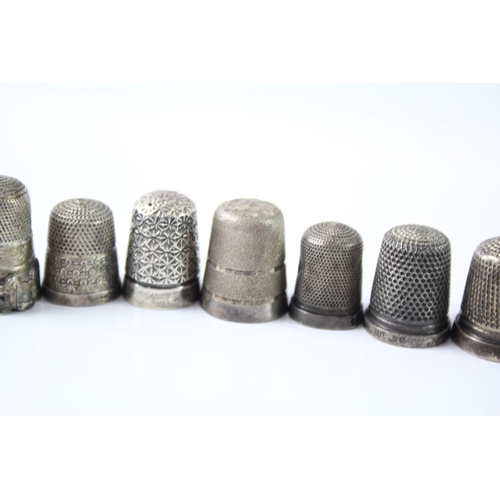 337 - 14 x Antique / Vintage .925 Sterling Silver Thimbles Inc Charles Horner Etc 68g