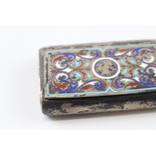 342 - Antique / Vintage Stamped .840 Russian Silver Enamel Inlay Snuff Box (92g)