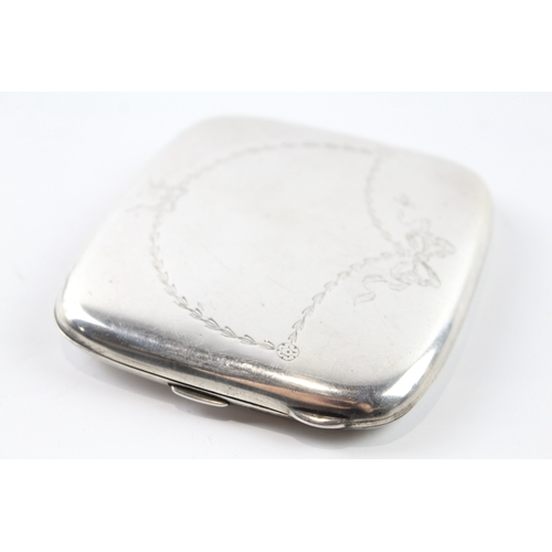 344 - Antique Hallmarked 1917 Birmingham Sterling Silver Cigarette Case (116g)